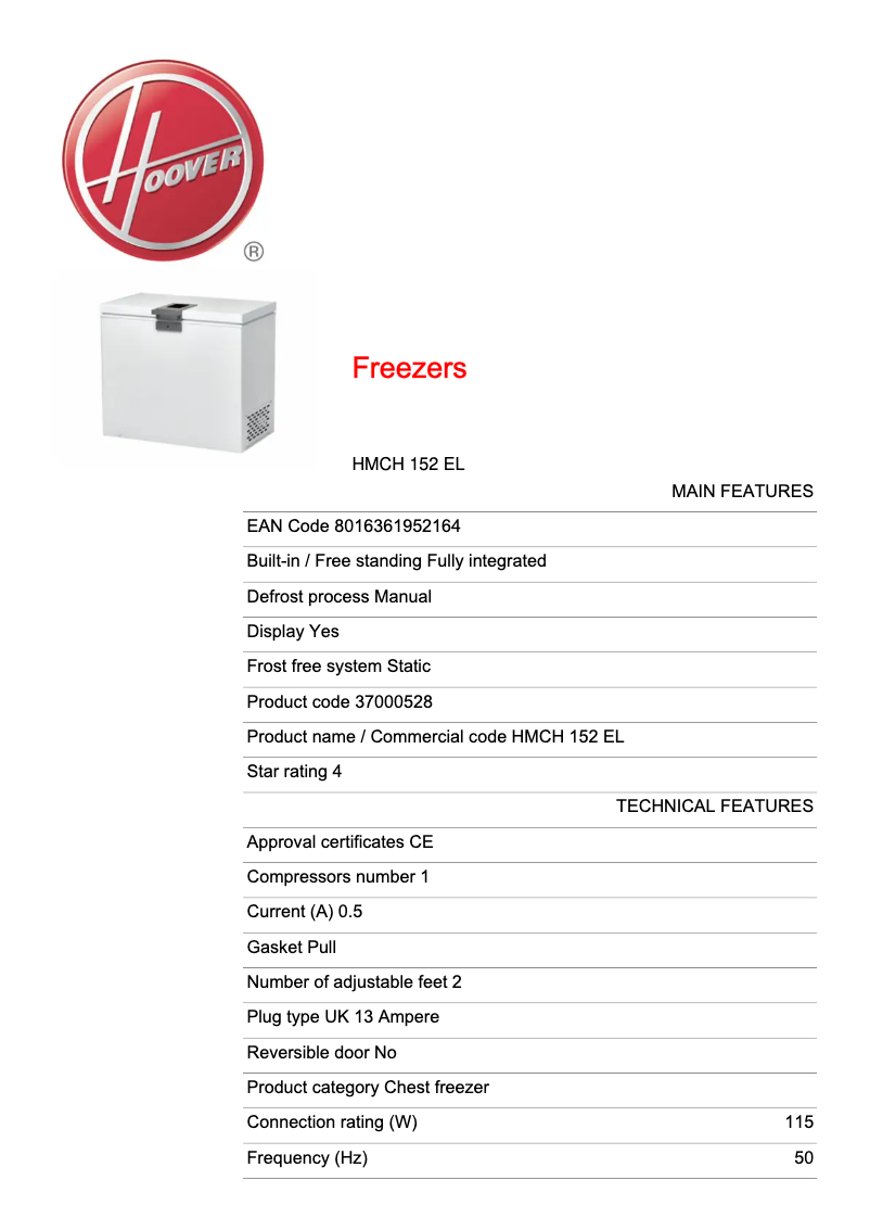 Imagen de la primera página del manual del dispositivo HMCH 152 EL