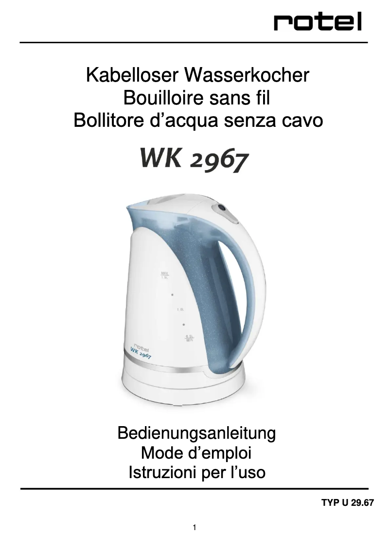 Image de la première page du manuel de l'appareil WK 2967