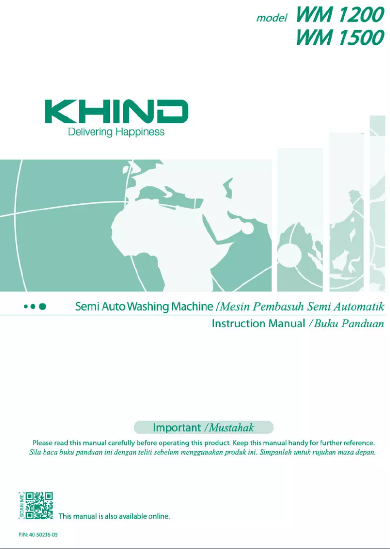 Page 1 de la notice Manuel utilisateur Khind WM1500