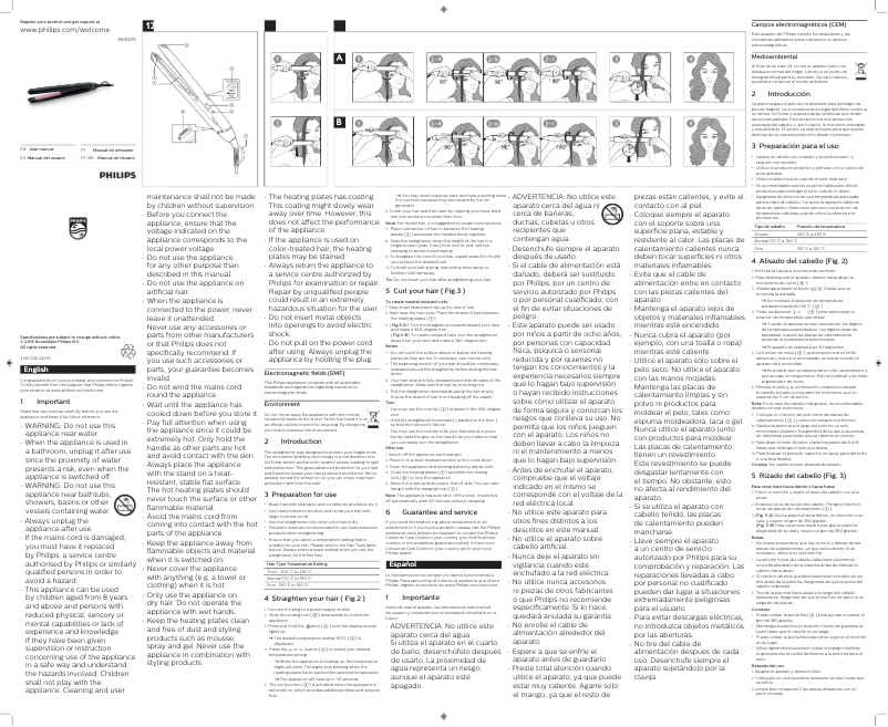 Page 1 de la notice Manuel utilisateur Philips StraightCare BHS675