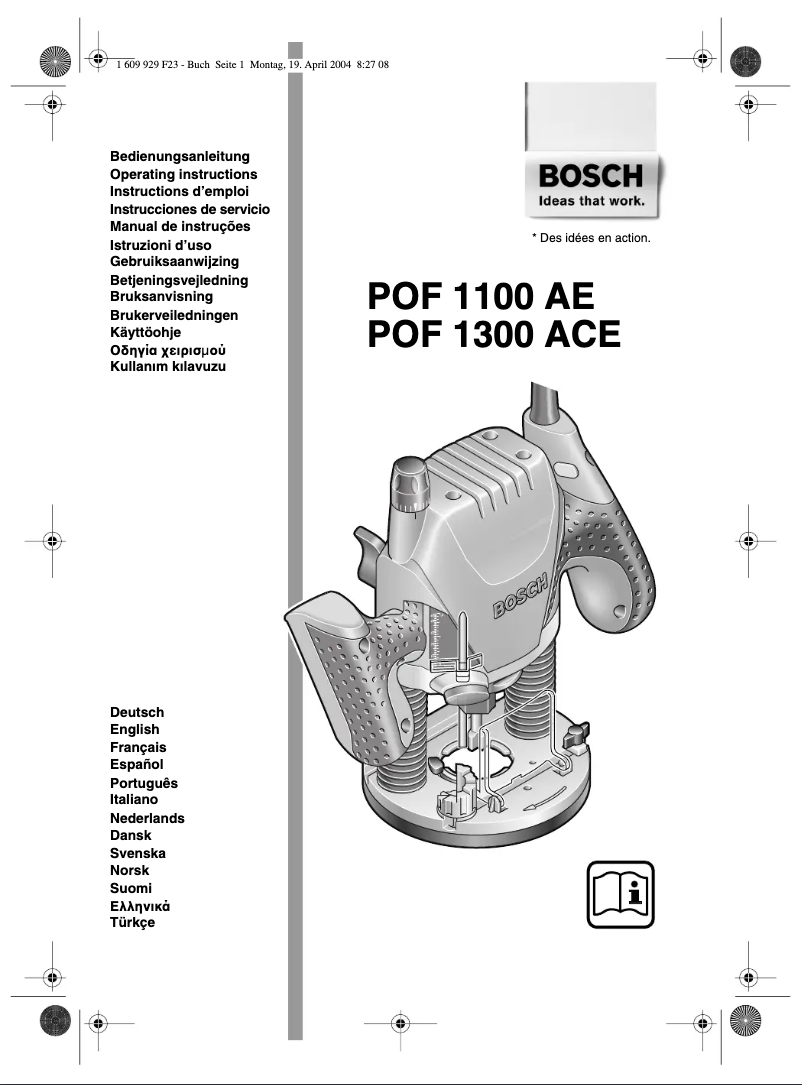 Página 1 del manual Manual de usuario Bosch POF 1300 ACE
