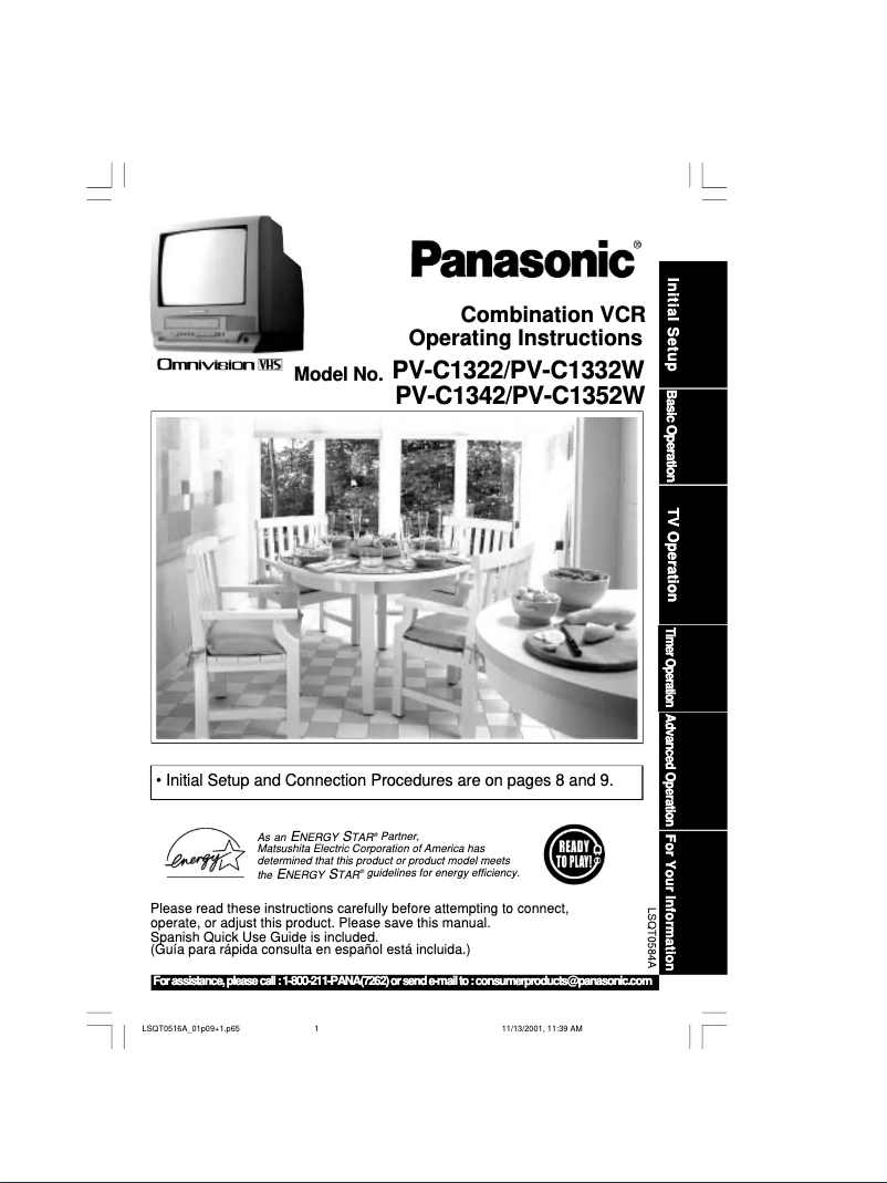 Page 1 de la notice Manuel utilisateur Panasonic PV-C1352W