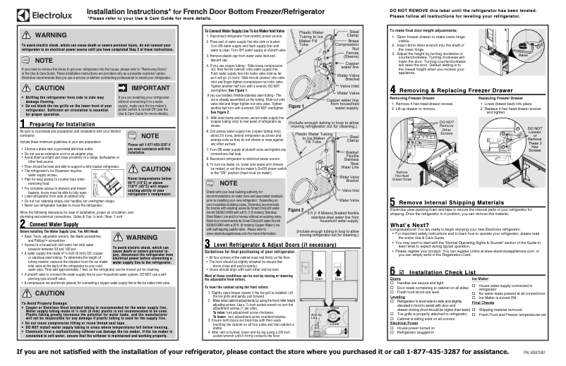 Page 1 de la notice Guide d'installation Electrolux EI23BC37S