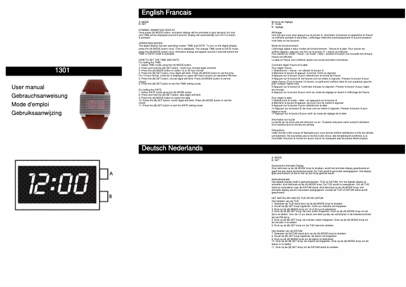 Page n°1 - Manuel utilisateur Davis 1301
