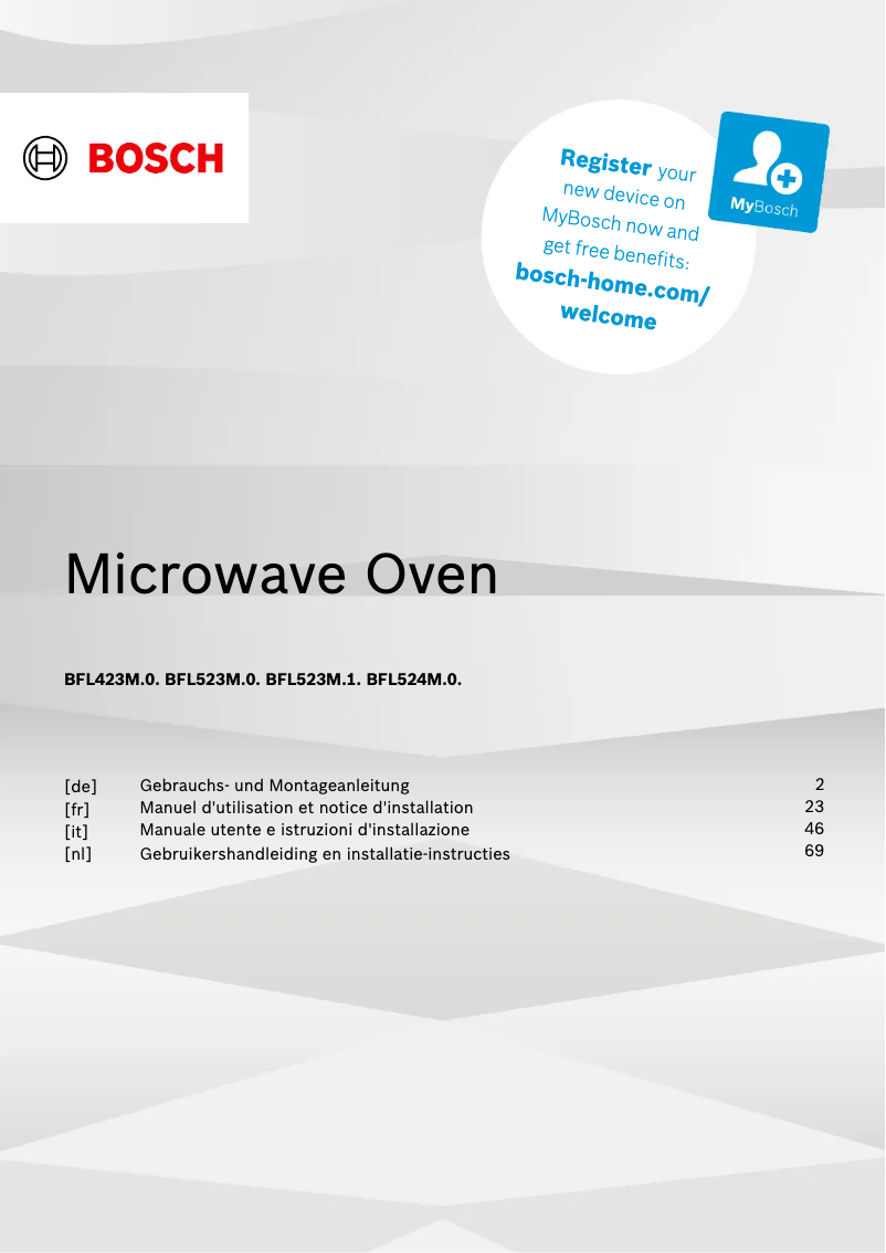 Page 1 de la notice Manuel utilisateur Bosch BFL523MB1F