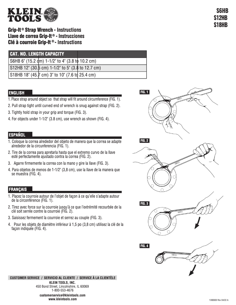 Page n°1 - Manuel utilisateur Klein Tools S6HB