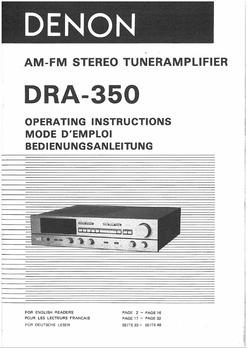 Page n°1 - Manuel utilisateur Denon DRA-350