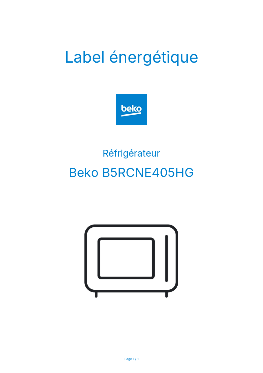 Image de la première page du manuel de l'appareil B5RCNE405HG