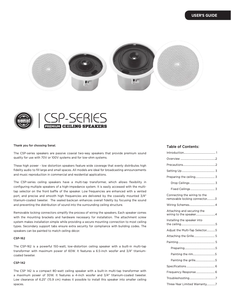 Image de la première page du manuel de l'appareil CSP-142