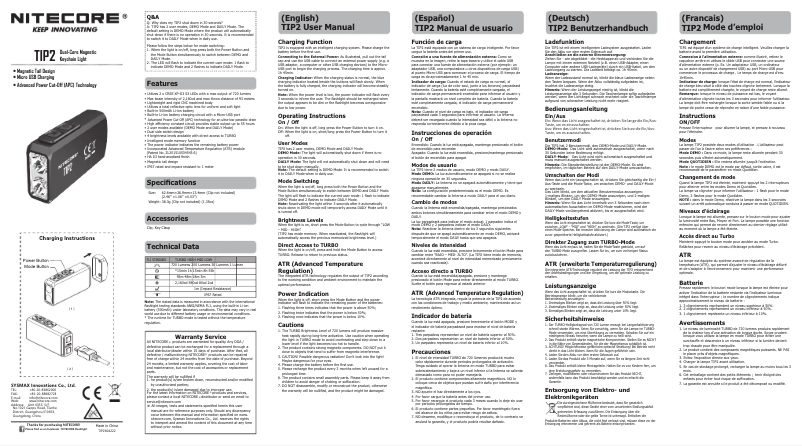 Página 1 del manual Manual de usuario Nitecore TIP2