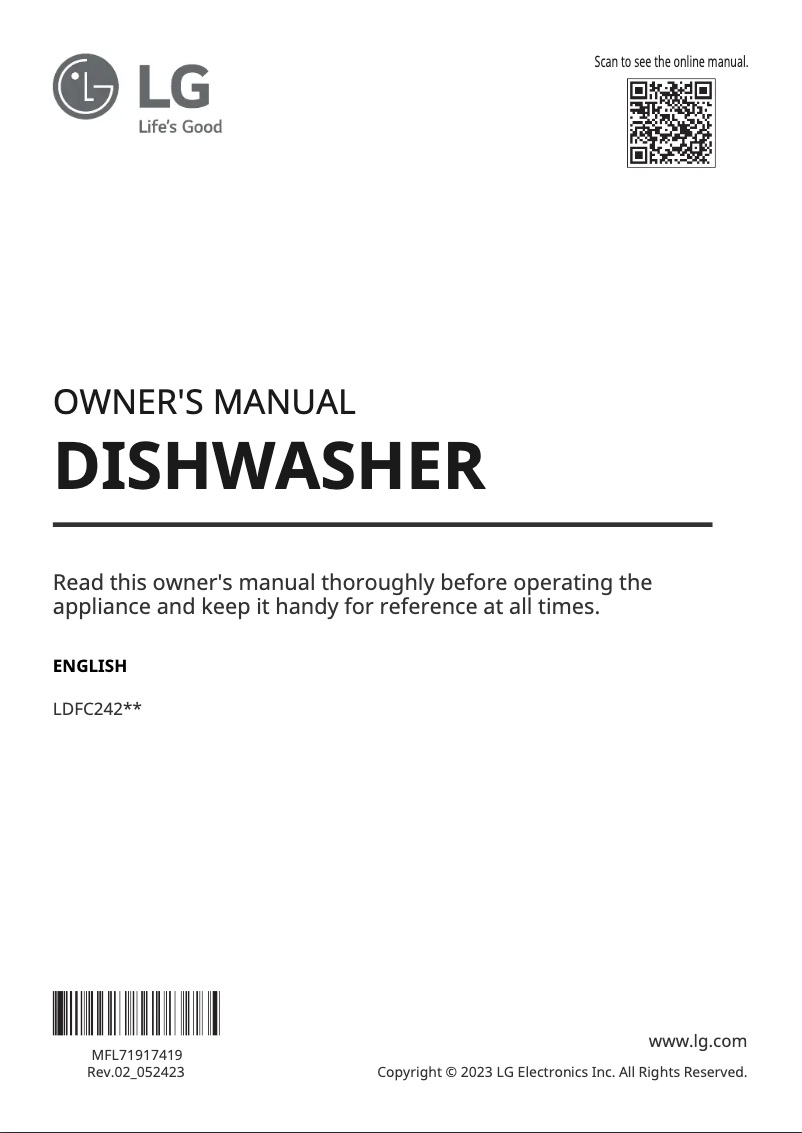 Image de la première page du manuel de l'appareil LDFC2423W