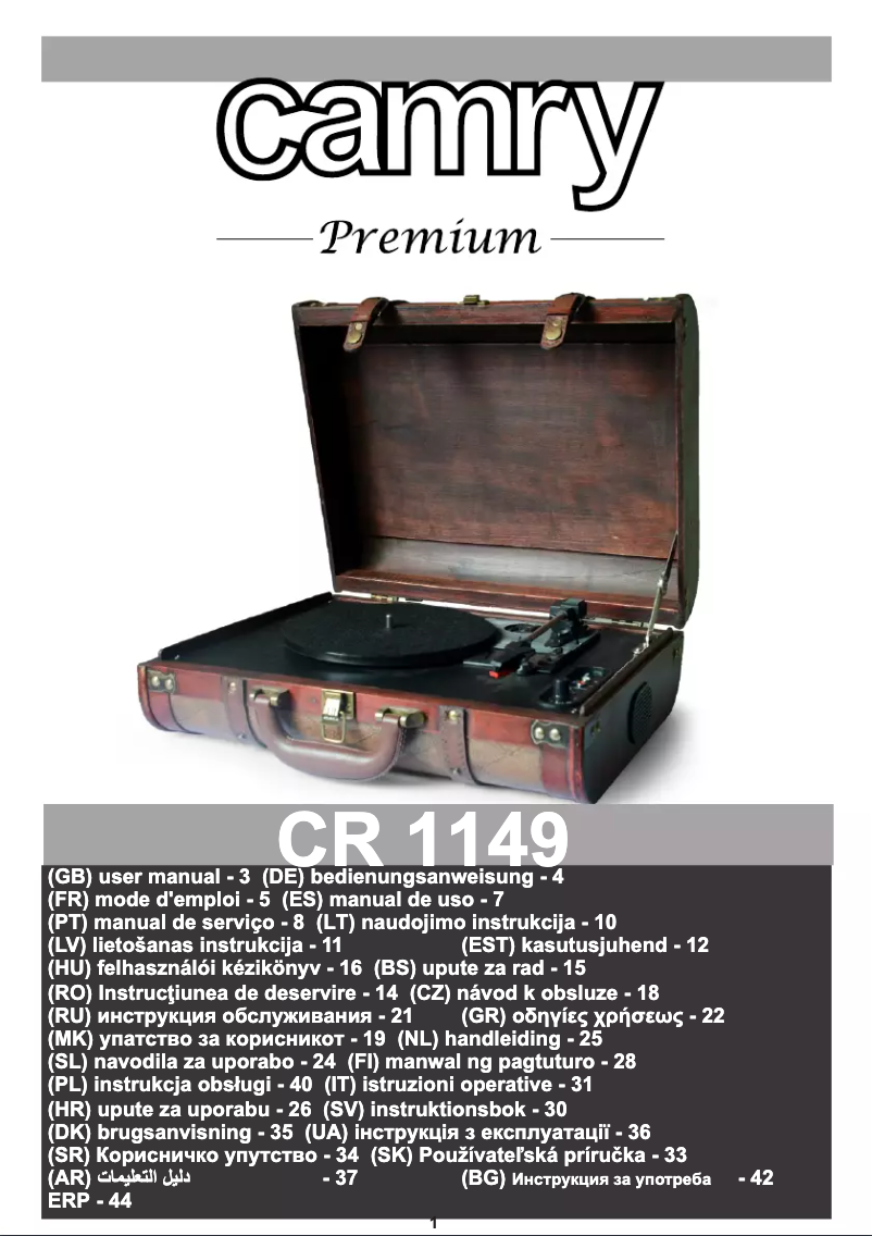 Image de la première page du manuel de l'appareil CR 1149