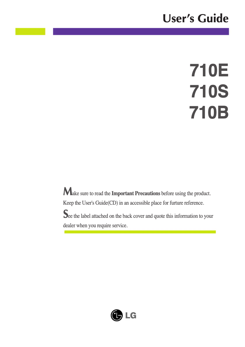 Page 1 de la notice Manuel utilisateur LG 710BL