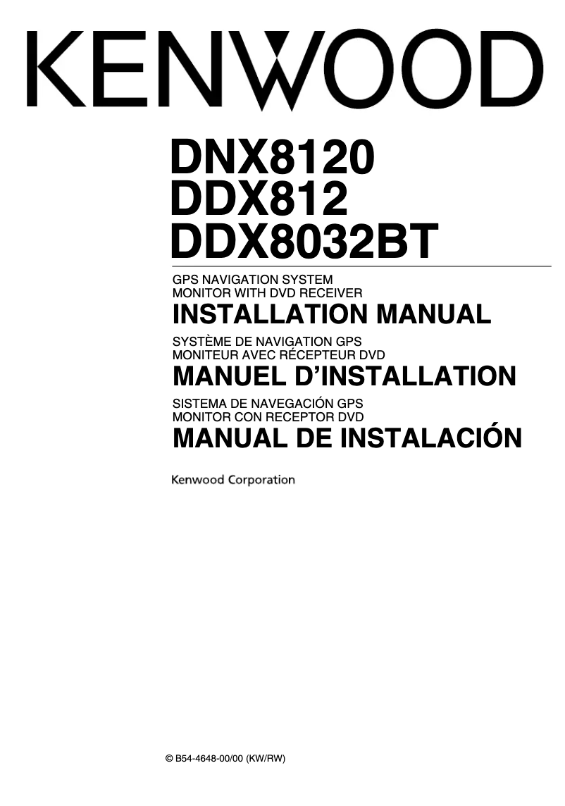 Page 1 de la notice Manuel utilisateur Kenwood DNX8032BT