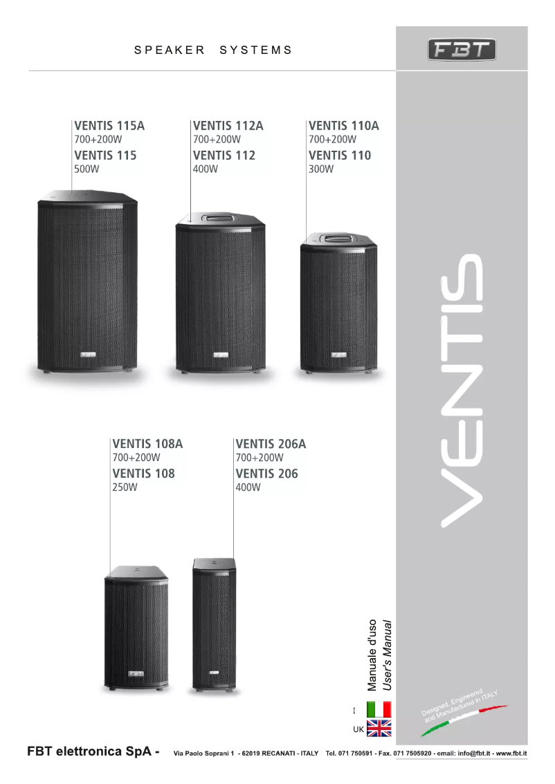 Page n°1 - Manuel utilisateur FBT Ventis 110