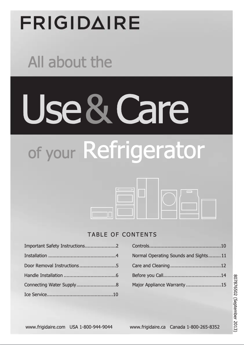 Page n°1 - Manuel utilisateur Frigidaire FRT21G2PS