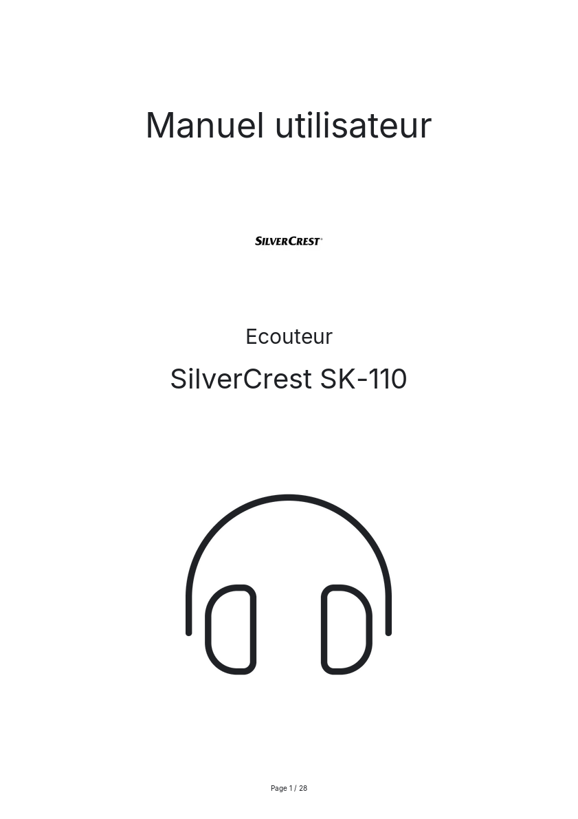 Image de la première page du manuel de l'appareil SK-110