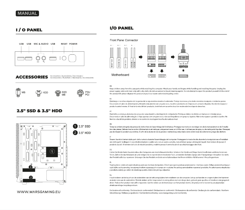 Page 1 de la notice Manuel utilisateur Mars Gaming MC-TOR