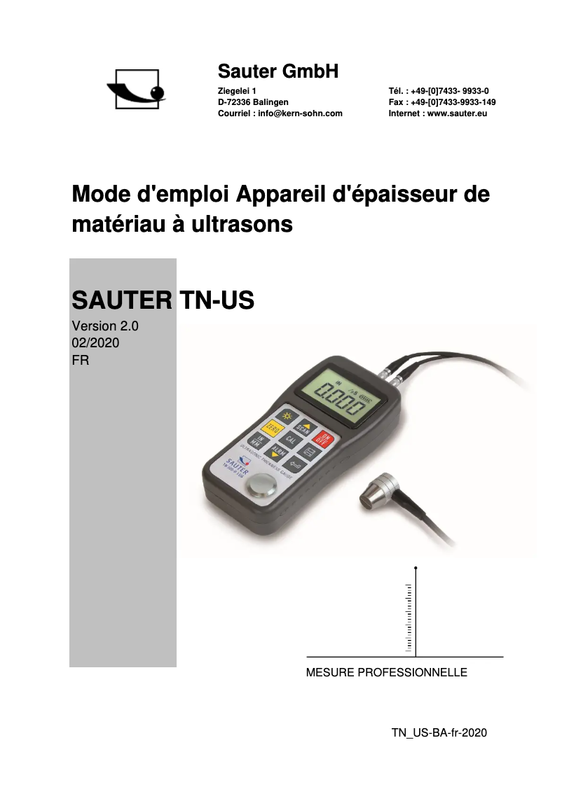 Imagen de la primera página del manual del dispositivo TN 300-0.01US