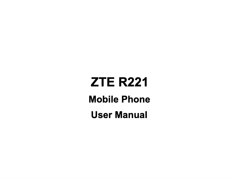 Page n°1 - Manuel utilisateur ZTE R-221