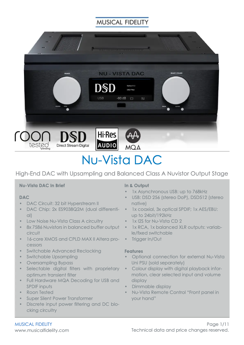 Image de la première page du manuel de l'appareil Nu-Vista DAC