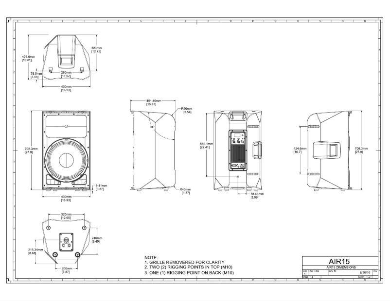 Page n°1 - Dessin technique PreSonus AIR15
