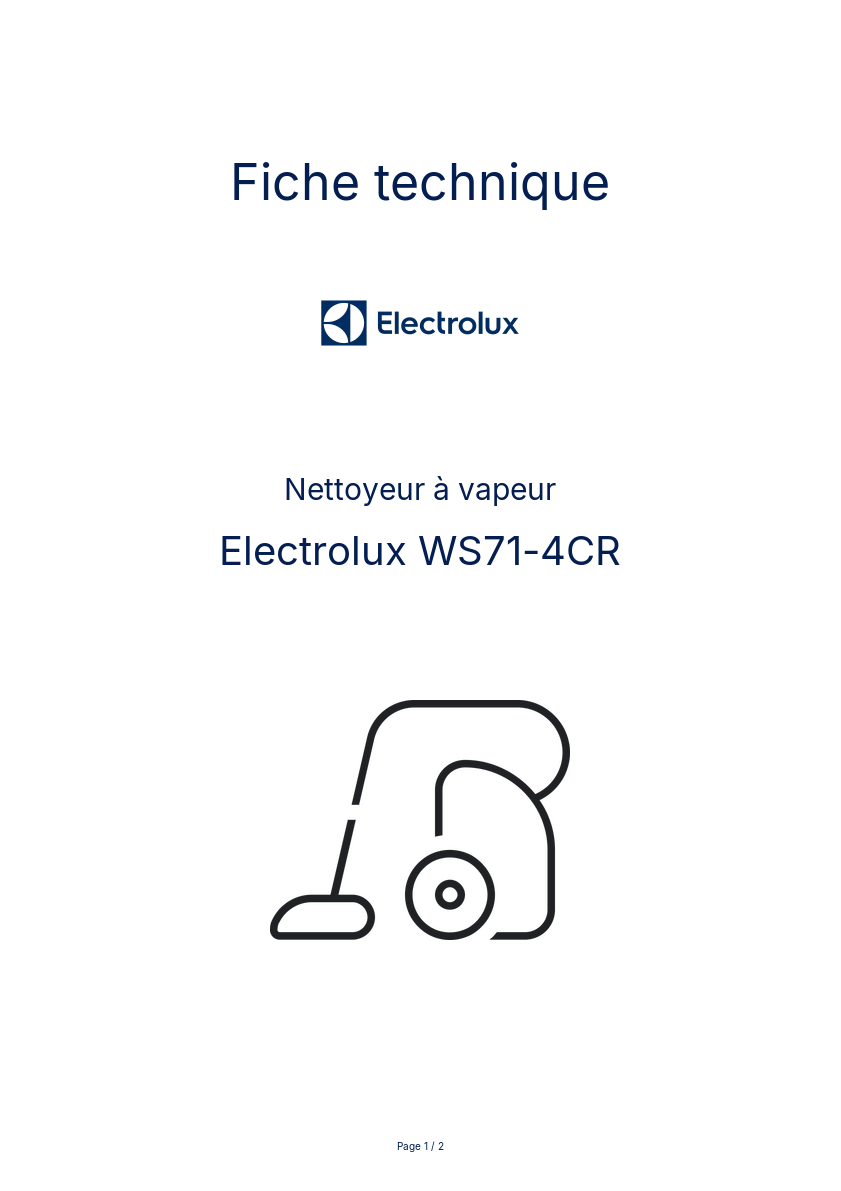 Page n°1 - Fiche technique Electrolux WS71-4CR