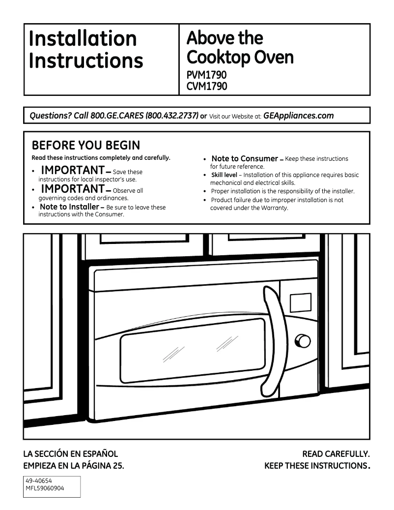 Page 1 de la notice Guide d'installation GE Profile PVM1790DRBB