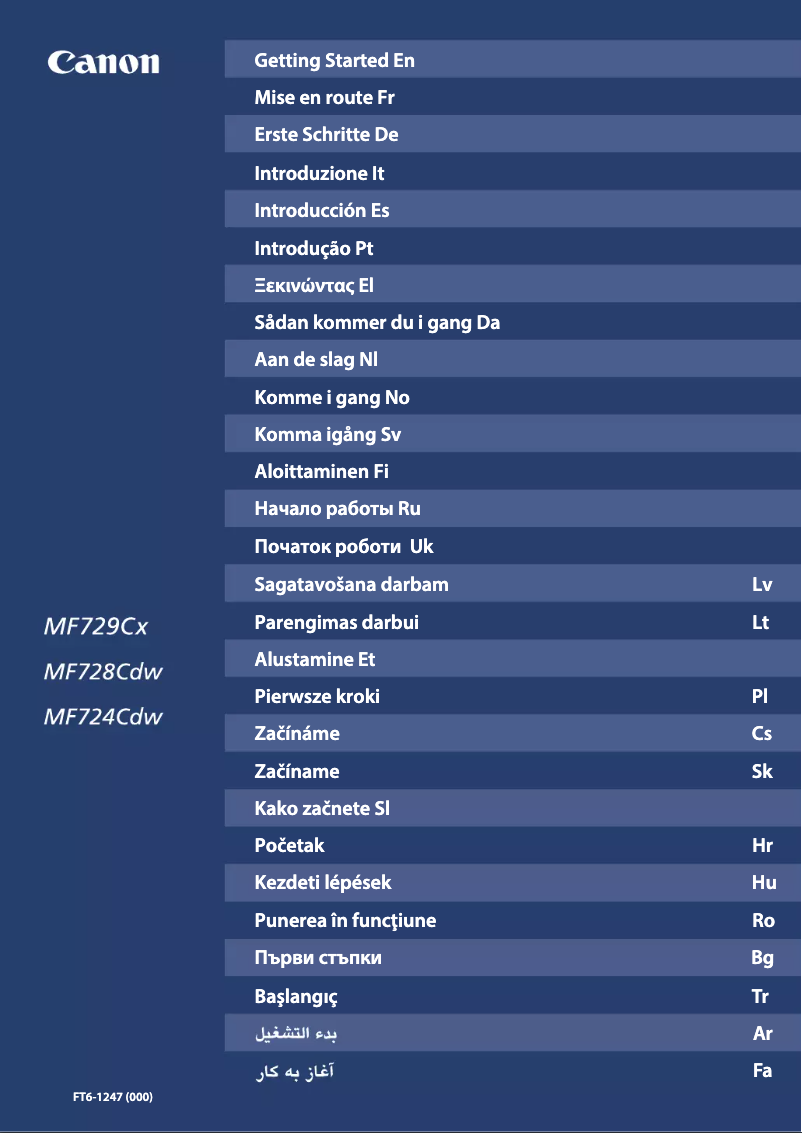 Image de la première page du manuel de l'appareil i-Sensys MF724Cdw