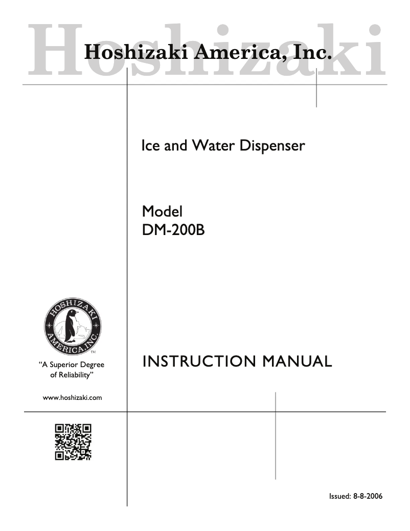Page n°1 - Manuel utilisateur Hoshizaki SD-200