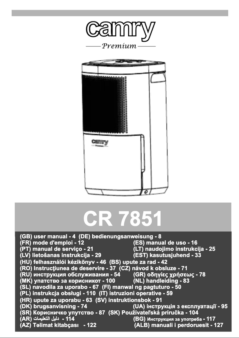 Page n°1 - Manuel utilisateur Camry CR 7851