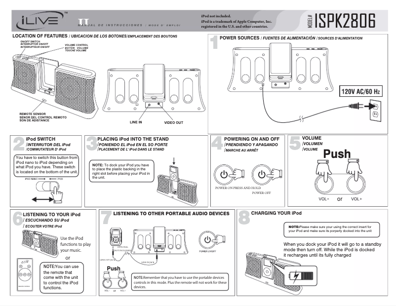 Page n°1 - Manuel utilisateur iLive ISPK2806BLK