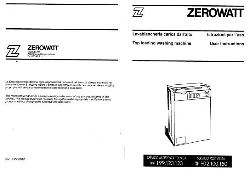 Page n°1 - Manuel utilisateur Zerowatt Spazio Top 6