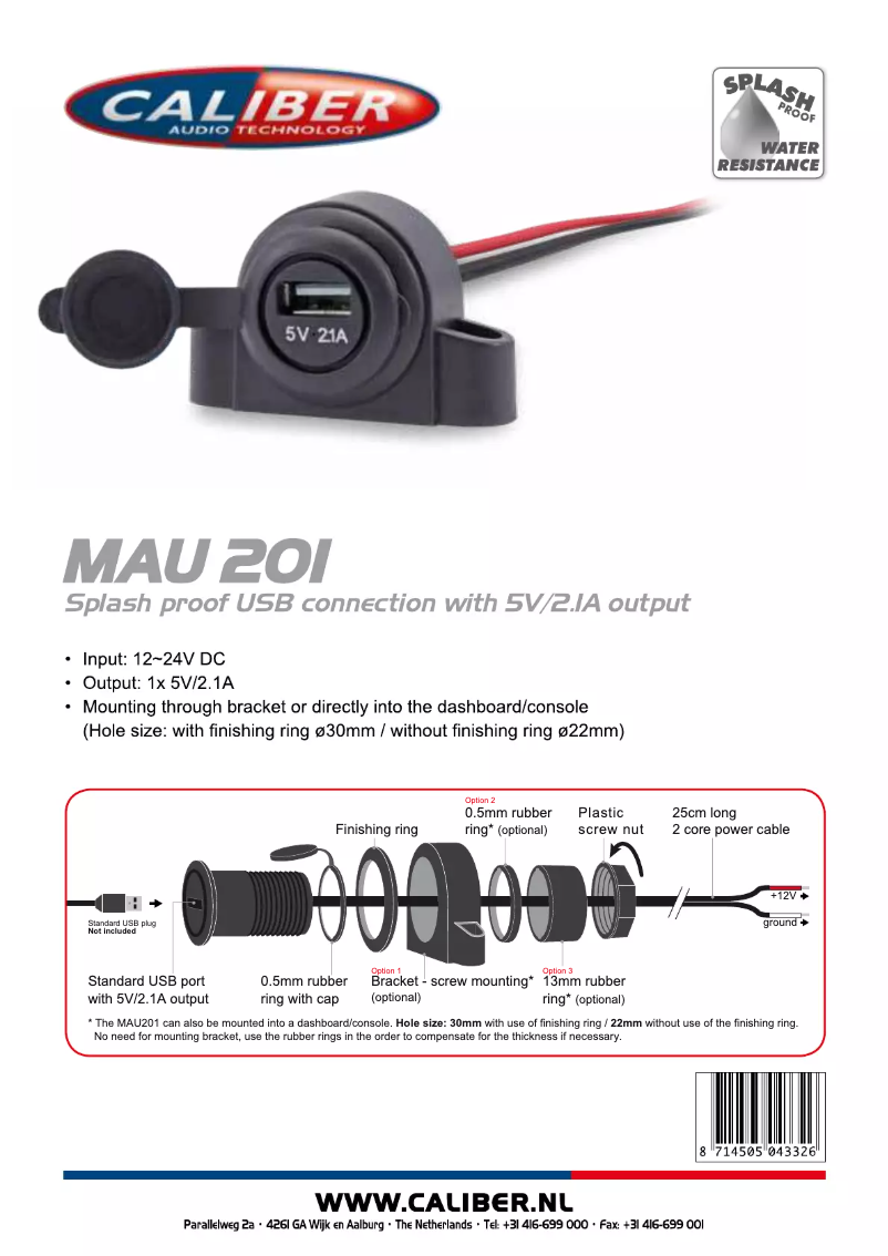 Page 1 de la notice Manuel utilisateur Caliber MAU 201