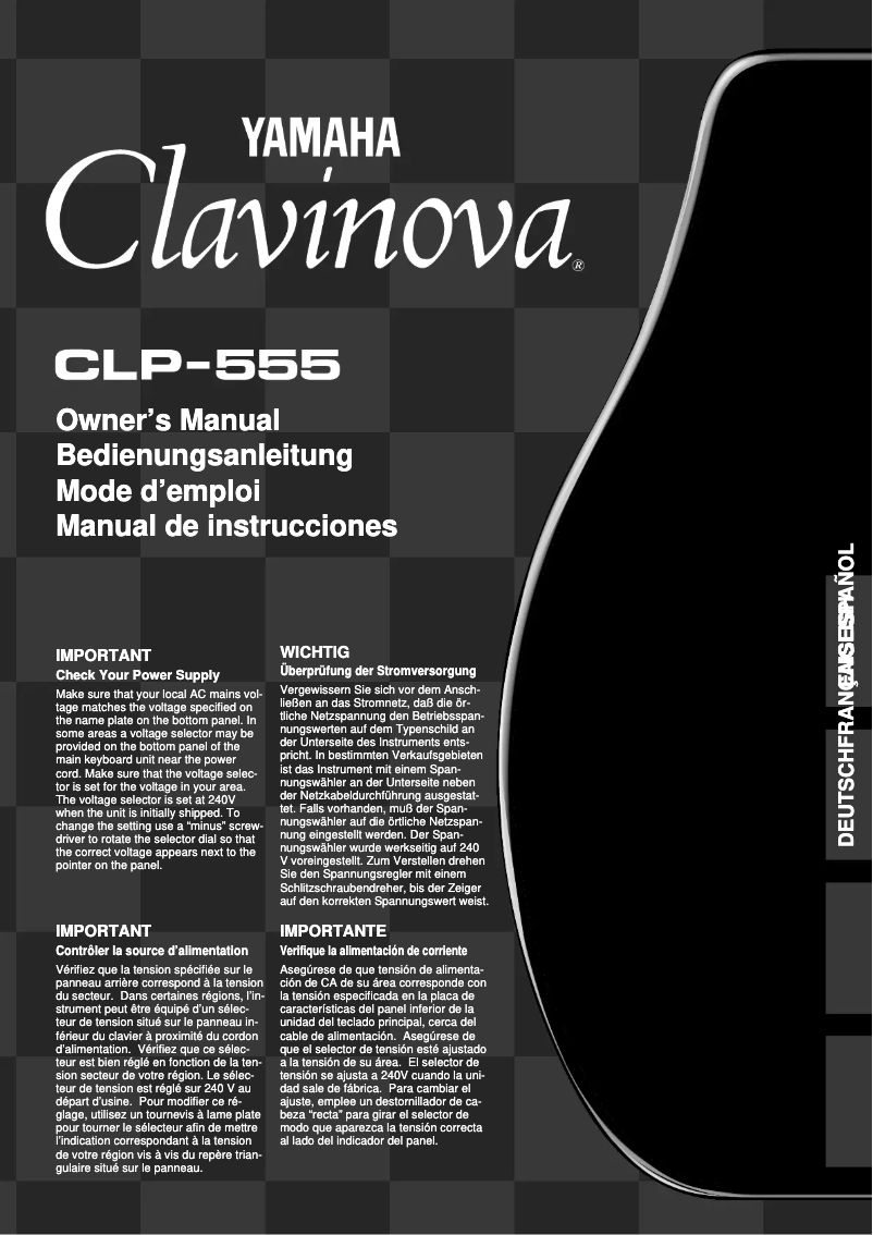 Page n°1 - Manuel utilisateur Yamaha Clavinova CLP-555