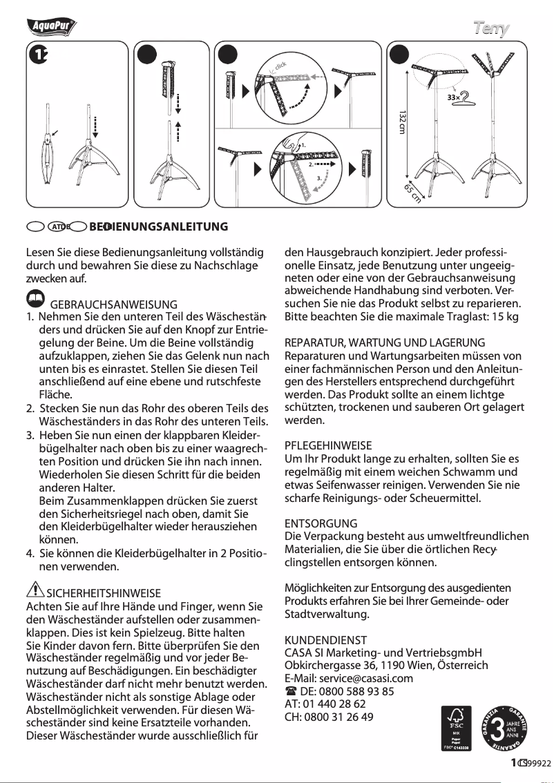 Page n°1 - Manuel utilisateur AquaPur CS99922