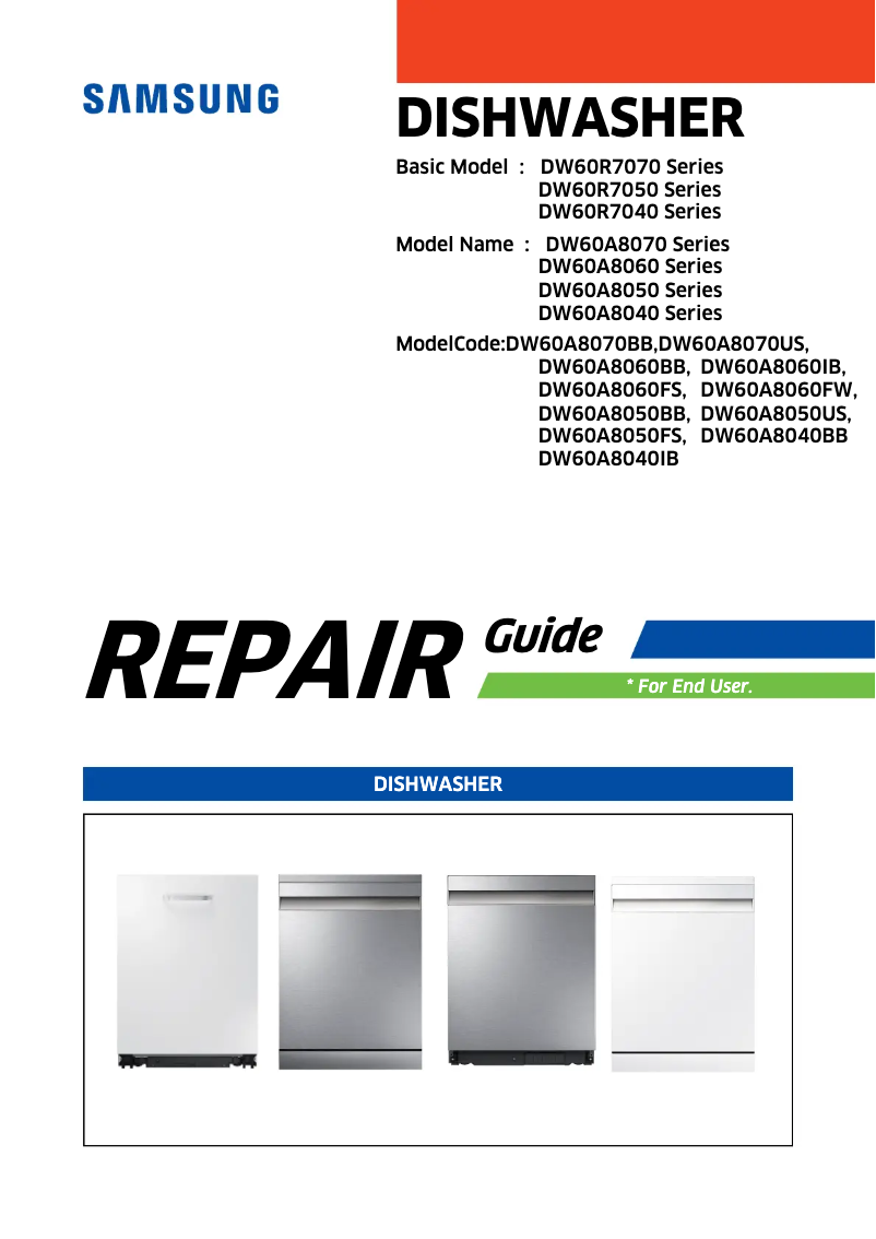 Image de la première page du manuel de l'appareil DW60A8040BB