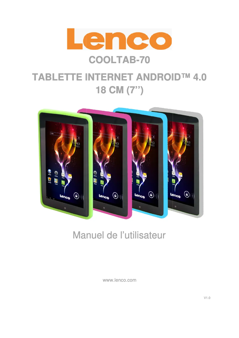 Page n°1 - Manuel utilisateur Lenco Cooltab-72