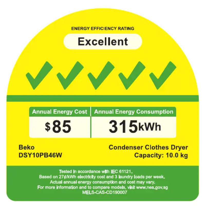 Page 1 de la notice Label énergétique Beko DSY10PB46W