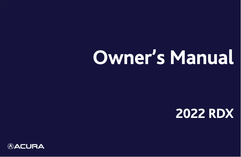 Page n°1 - Manuel utilisateur Acura RDX (2022)