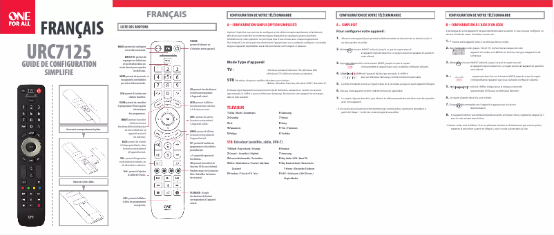 Page 1 de la notice Manuel utilisateur One for all Evolve 2