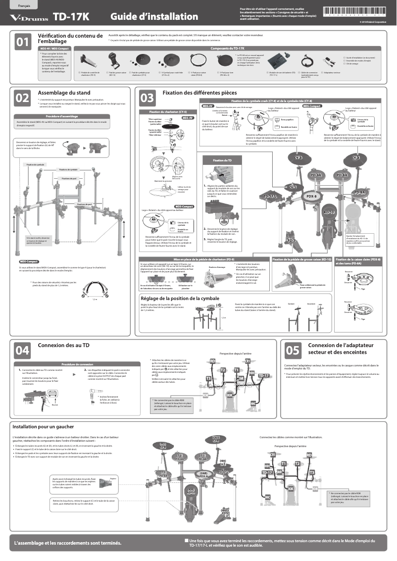 Page n°1 - Guide d'installation Roland TD-17K-L