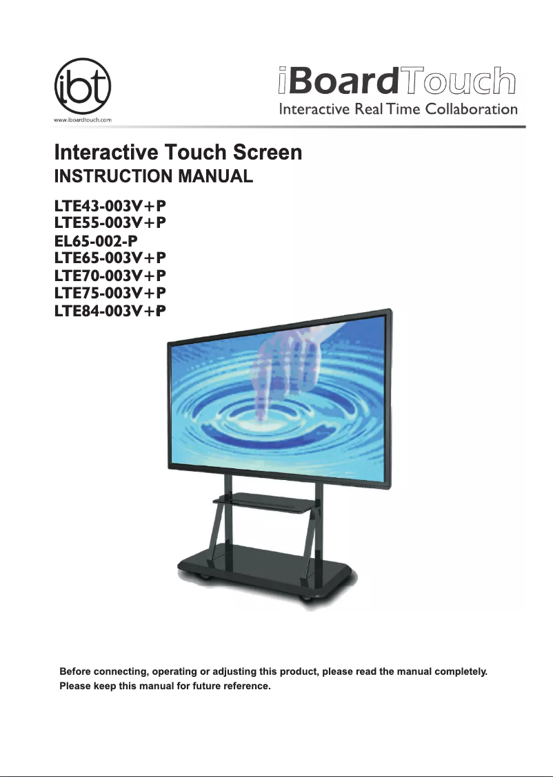 Page n°1 - Manuel utilisateur iBoardTouch i65 V