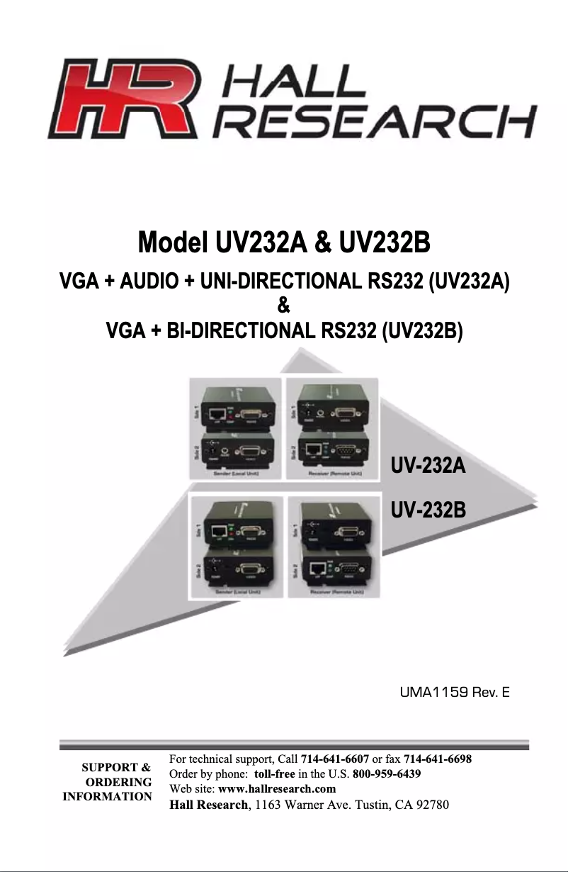 Page 1 de la notice Manuel utilisateur Hall Research UV232B-S