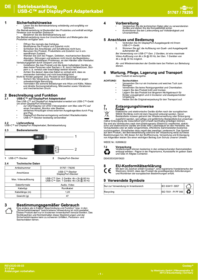 Page 1 of the manual User Manual Goobay 51767