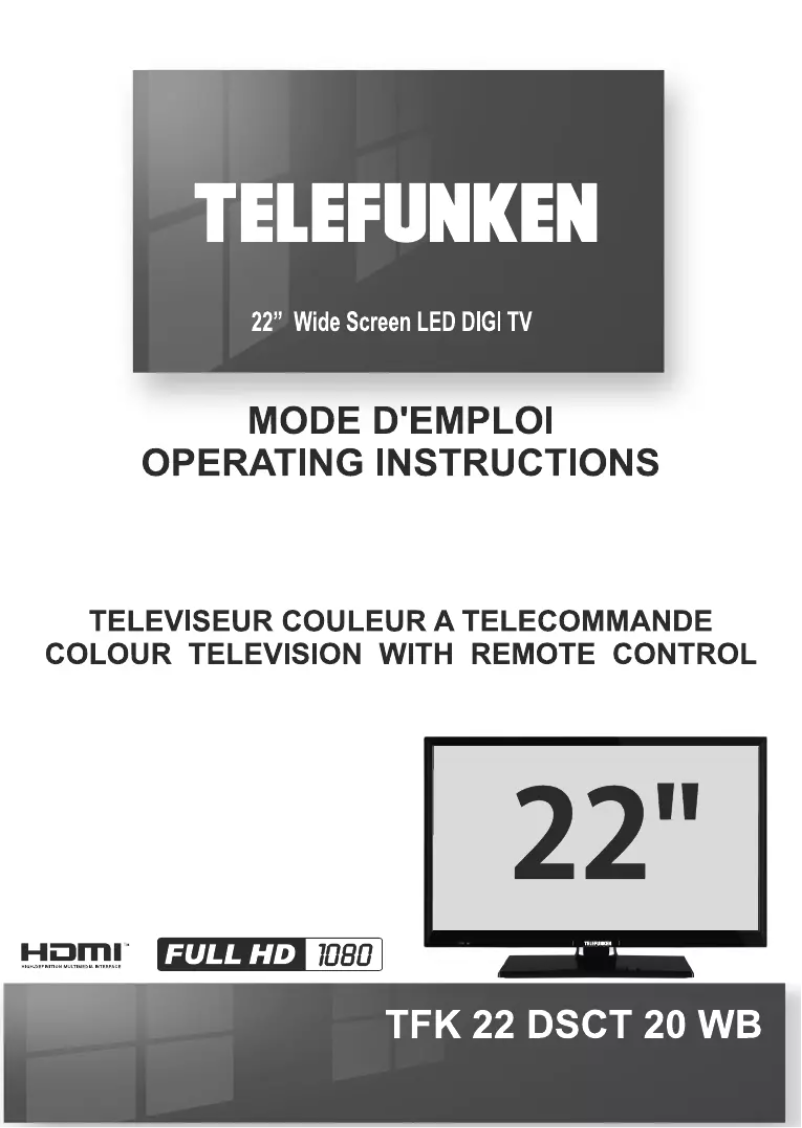 Page n°1 - Manuel utilisateur Telefunken TFK22DSCT20WB