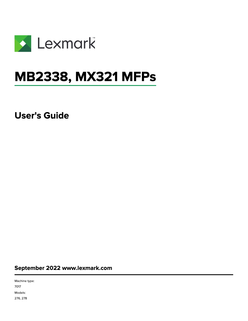 Page 1 de la notice Manuel utilisateur Lexmark MX321
