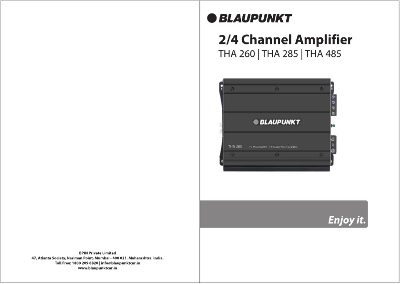 Page 1 de la notice Manuel utilisateur Blaupunkt THA 285