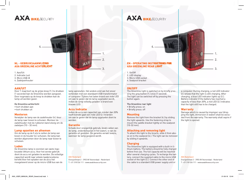 Página 1 del manual Manual de usuario AXA Greenline 15