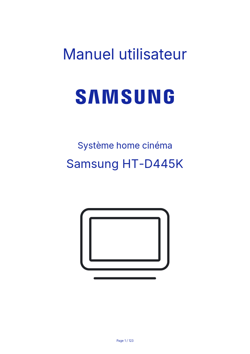 Page 1 de la notice Manuel utilisateur Samsung HT-D445K